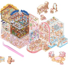 HTTDSLF 3D Sticker Scene, 3D House Sticker, 3D Stickers 3D House Stickers, Sticker Therapy, Scene Stickers, 3D Large Sticker Scene, Suitable for Adults and Children to Relieve Stress and Pass The Time