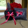 Black Flower Girl Basket and Ring Bearer Pillow Set, Red