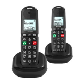 ALCATEL XL685 Duo - Cordless Landline Phone DECT for Seniors in XL Format - High Resolution Graphic Display - Large Buttons - Audio Boost - Speaker - Call Blocking - 2 Handsets - Black