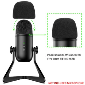 K678 Windscreen Pop Filter - Mic Foam Cover Customized for FIFINE K678 USB Podcast Microphone to Blocks Out Plosives by YOUSHARES