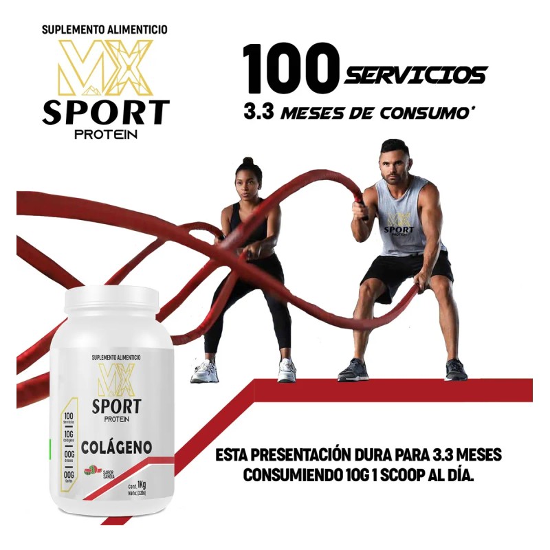 Colágeno Hidrolizado Polvo Mx Sport 1kg Varios Sabores Sandía