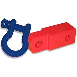 Patriot RED 2 inch (Steel) Receiver Bracket w/Old Glory Blue Powdercoated D-Shackle & Locking Hitch Pin (Off-Road Recovery)