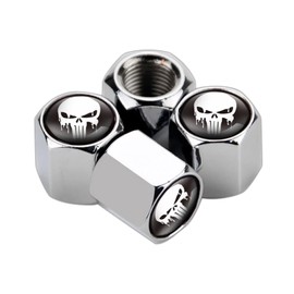 4 Pack Skull Car Wheel Tire Valve Stem Caps, Airtight Dust Proof Covers,Universal Tire Air Valve Caps for Cars, Trucks, Bicycles(sliver)