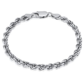 VY JEWELRY TWISTED ROPE – Solid 925 Sterling Silver Chain Bracelet - Made in Italy – Size 8.5