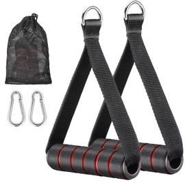 2Pcs Resistance Band Handles, Ergonomic Pull Up Handles Cable Machine Attachments, Comfortable Non-slip D Handles Gym Accessories, Gym Handles with 2 Carabiner Hooks for Tricep Strength Exercise