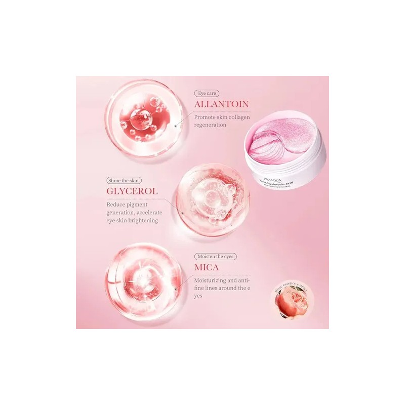 Parches Cuidado Facial Ojeras Bioaqua Rosas Acido Hialuronic