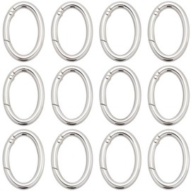 SUNNYCLUE 1 Box 20Pcs Silver Spring O Rings Round Carabiners Small Metal Oval Snap Hook Trigger Carabiner Buckle Clip Clasps Purse Gate Key Rings Bulk for Jewelry Making Keyrings Bags Purse Diy Crafts
