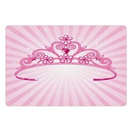 Lunarable Cartoon Pet Mat for Food and Water, Blush Tones Curving Stripes Ornament on Pop Art Lines Background Modern Print, Non-Slip Rubber Mat for Dogs and Cats, 18" X 12", Fuchsia and Pink