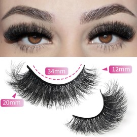 Mink Lashes Fluffy 20mm Faux Mink Lashes Cat Eye Big Long False Eyelashes Dramatic Soft 3D Volume 20 Pairs Strip Eyelashes Pack by INSPEAUTY