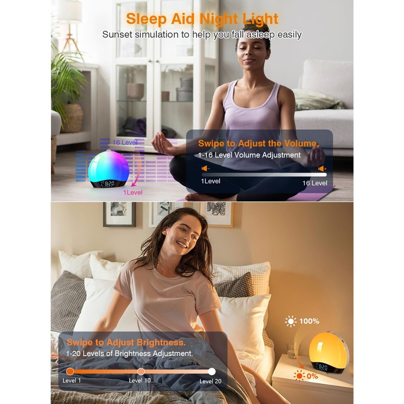 Togaga Newest Sunrise Alarm Clock, Wake Up Light Night Light,