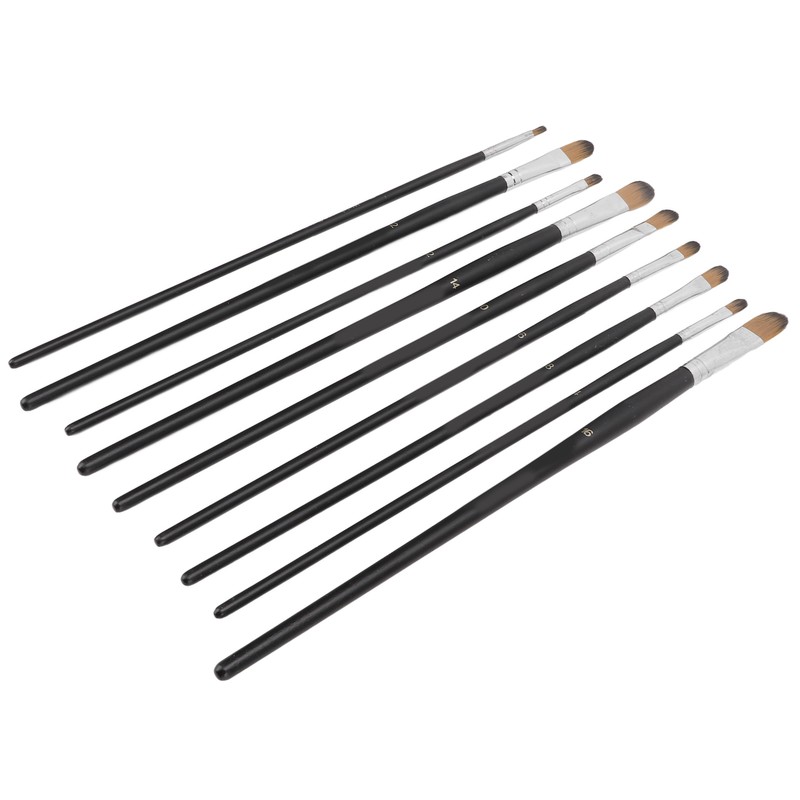 9Pcs Painting Brush Good Pigment Adsorption Round Flat Head Art