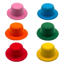 ASUNFO 6 Pcs Mini Top Hat Miniature Formal Hats Felt Colorful for Crafts Hair Accessories Christmas Party Ornaments 6 Colors 5.1"