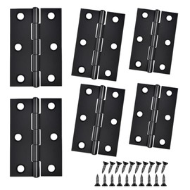 6 PCS 2.5 inch Door Hinge Thick Cabinet Hinge, High-end Stainless Steel Butt Hinges for Wood, Small Hinges Window Hinges Outdoor Hinges with 36 Mounting Screws, Black