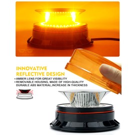 LUMENIX LED Rooftop Mini Strobe Beacon Light Magnetic and Screw Mount Rotating Warning Flashing Forklift Lights for Construction Vehicles Trucks Postal School Buses UTV Mower Tractor Snow Plows- Amber