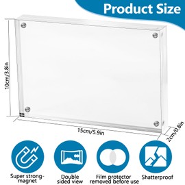 JEFHOMKIT 4x6 Acrylic Picture Frames,4 Pack Clear Picture Frames,Thicker Frameless Acrylic Photo Frame,Double Sided Magnetic Photo Frames,Transparent Square Frame for Desktop Display Pictures Holder