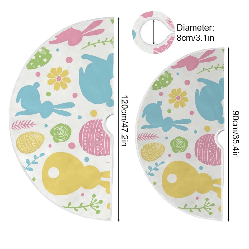 Moudou Easter Tree Skirt Easter Bunny Eggs Xmas Tree Skirts