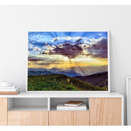 MOER SKY Nature Landscape 5D Diamond Painting Art Kit for Adults Mountain Sunset DIY Diamond Arts Full Round Drill 12x16 Inch, Clouds Sunset Scenery