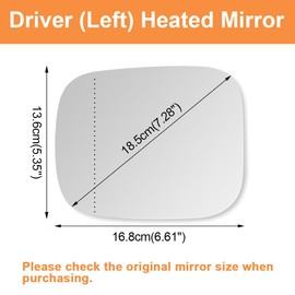 Senzeal Driver Side Heated Mirror Glass Replacement for Volvo XC70 2008-2016 Volvo XC90 2007-2014 Convex Mirror with Backing Plate (Left Side)