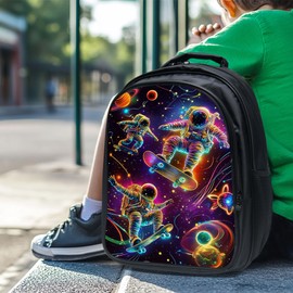 Tijuboni Kids Backpack for School Boys and Girls - 3pcs, Astronaut Spaceman School Backpack with Lunch Box and Pencil Case for Children Teens Bookbag 16 Inch Large Capacity