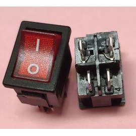 1pc Red lamp RLEIL RL3-4 T125/55 6A 250V 4Pins 2 Positions Rocker switch