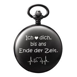 TREEWETO Husband Boyfriend Pocket Watch with Chain for Men, Anniversary Gift, Family Gift, black