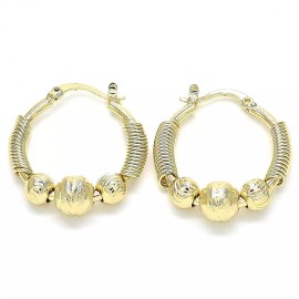 SPARKLE XOXO Women's Small Fancy 14K Gold Filled Diamond Cut Ball Round Hoop Earrings 25mm