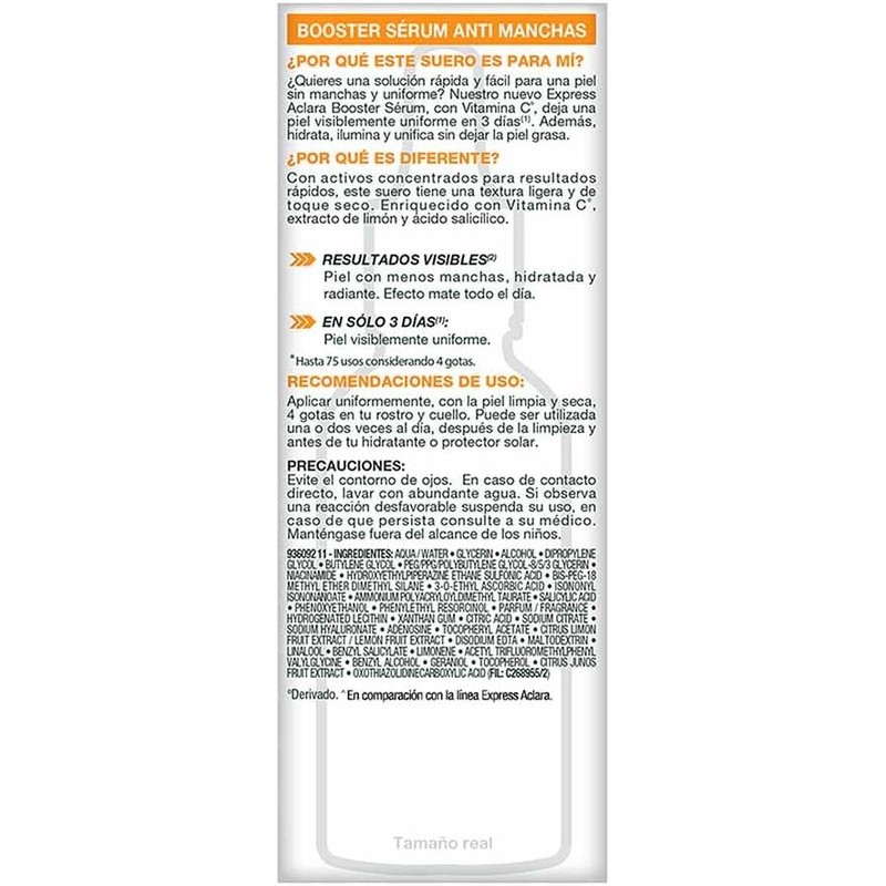 Garnier Express Aclara Sérum Anti-Manchas Concentrado con Vitamina C, 30