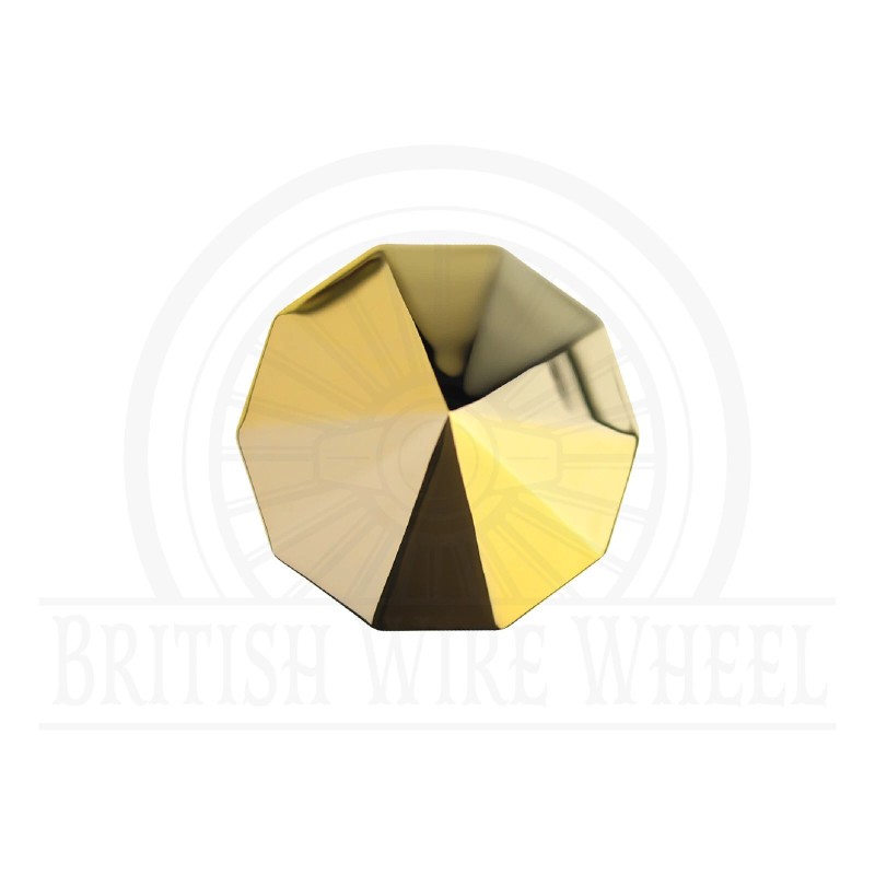 British Wire Wheel 10-sided Bullet/Diamond Gold Knock Off Spinner Cap