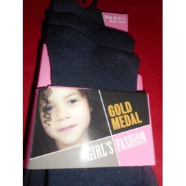 Gold Medal 3 Pair Gold Medal Dark Navy Girl Women  School Uniform Knee High Socks 6-8 1/2