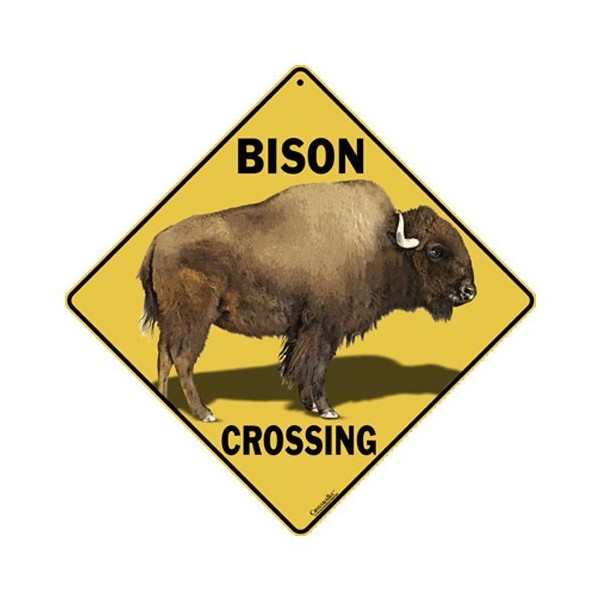 CROSSWALKS Bison Crossing 12" X 12" Aluminum Sign (X349)
