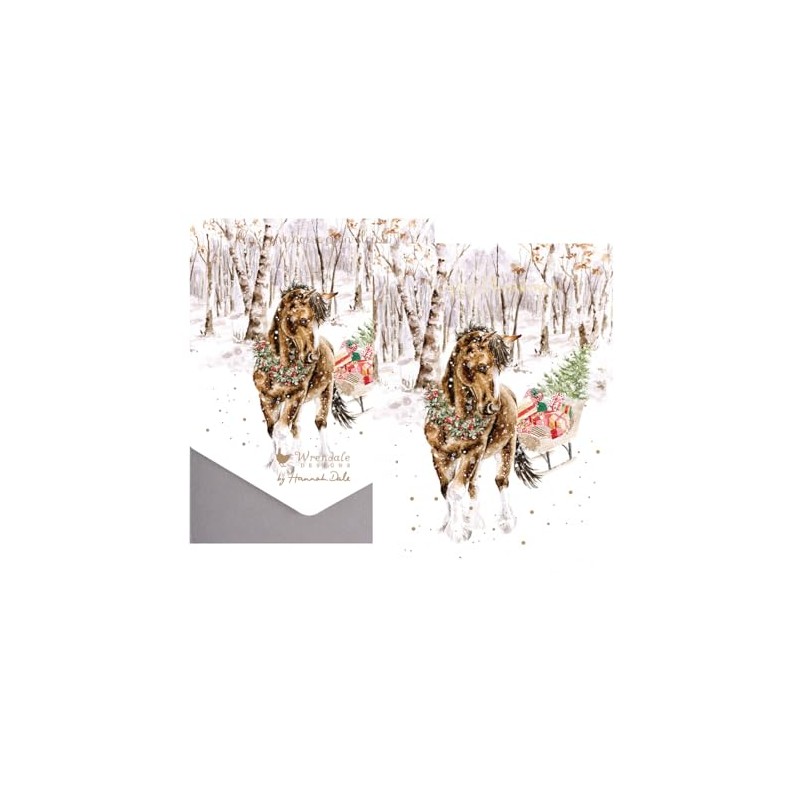 Wrendale Designs Snowy Sleigh Ride Horse Christmas Card Set