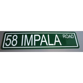 METAL STREET SIGN 1958 58 IMPALA ROAD 6 x 24 CUSTOM CAR HOT ROD FINS FITS CHEVY SS 396 409 427 SUPER SPORT LOWRIDER 9C1 BAR GARAGE MAN CAVE RESTAURANT SHOP HOME OFFICE COLLECTION WALL ART GIFT