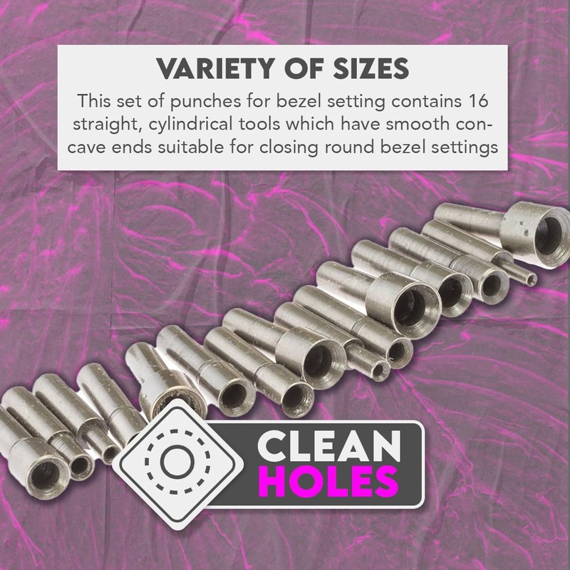 SE 17-Piece Bezel/Prong Closing Punch Set for Jewelry Making -