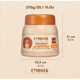 ETNIKER Deep Conditioning Mask for Curly, Wavy, Afro Hair. Moisturizing Hair Mask with Coconut Oil, Shea Butter & Monoi Oil. Detangles, Softens, Restores Dry & Damaged Hair. 20 oz - 570 gr