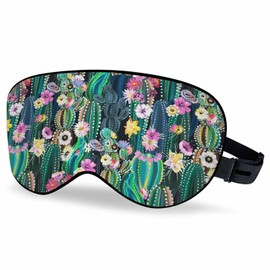 Vnwoalu Blooming Cactus Sleep Eye Mask Cacti Succulents Colorful Abstract Cactuses Flowers Florals Men Women Sleep Mask with Adjustable Strap Eye Cover Eye Shade for Travel, Nap,Meditation