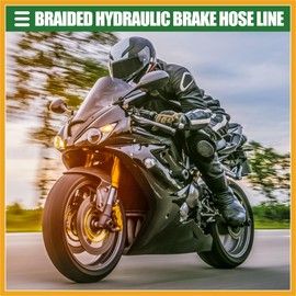 Partuto Universal Brake Hose Motorcycle ATV Dirt Bike Motocross Braided Hydraulic Brake Line Oil Hose Pipeline, 90cm, Durable, Metal, Black Army Green, 1 Set Replacement