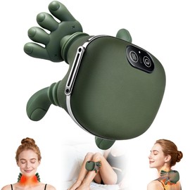 KAXLIDEN Shoulder and Neck Massager, Bionic Heated Massager, Neck Massager with Fingers, 4D Kneading Massage, Simulates a Real Palm Massage for Comfort, Relax Muscle Tension (Green)