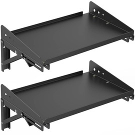 ULIBERMAGNET Garage Folding Storage Rack Shelves,100LB Metal Wall Mounted Adjustable Rail Shelf for Garage,Power Tools,Toolbox,Storage Shelves with Lip for Workshop Kitchen Office (2 Pack)