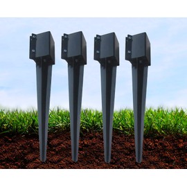 Fence Post Anchor Ground Spike Metal Black Powder Coated 32 x 4 x 4 Inches Outer Diameter (Inner Diameter 3.5 x3.5 Inches), Pack of 1