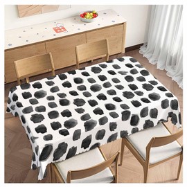 Beabes Polka Dot Dinner Table Cloths Black Polka Dots Decorative Tablecloth for Rectangle Tables 52"X70", Heavy Duty Table Covers for Kitchen Patio Banquet
