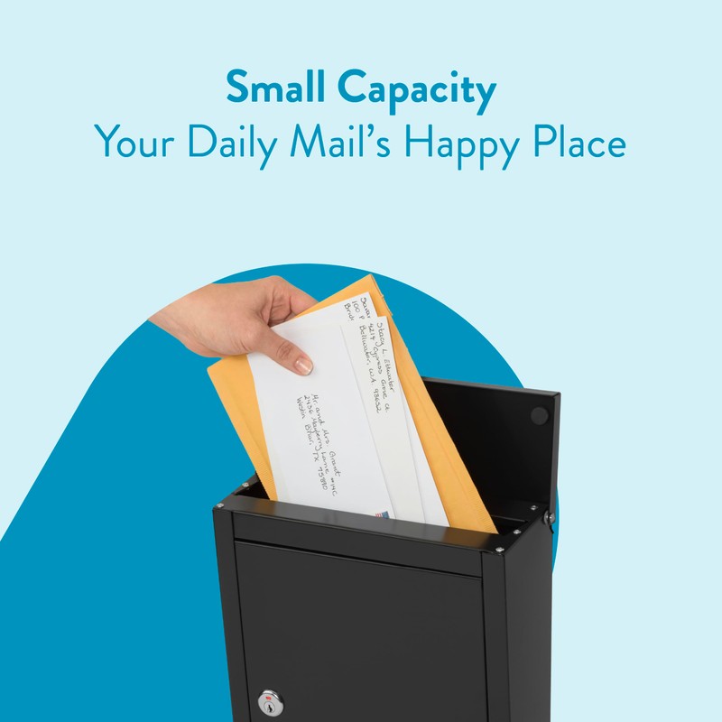 ARCHITECTURAL MAILBOXES 2580B-10 Chelsea Black Locking Wall Mount Mailbox, Medium,