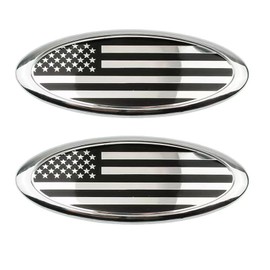 9 Inch Front Grille Rear Tailgate Emblem Compatible with 04-14 F150, 11-14 Edge, 11-16 Explorer, 06-11 Ranger, 07-14 Expedition, 9"X3.5" for Ford, Silver American Flag (2 Pack)