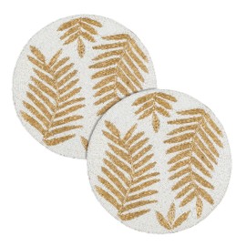 RIANGI Beaded Round Placemats Set of 2 for Farmhouse Table Decor Multi, Measure 13 Inch Beaded Christmas Placemats Beaded Centerpiece Mat Round for - Dining Table