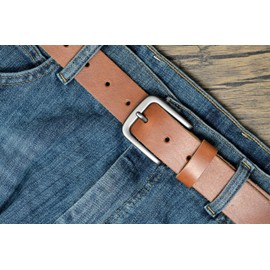 Ashford Ridge Italian Full Grain Leather 34mm Belt Made in England - Dark Tan Large