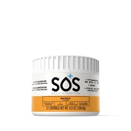 SOS Hydration Electrolyte Drink Mix (31 Servings) – Low Sugar, 15 Calorie, Keto-Friendly & Rapid Rehydration (31 Servings, Mango)