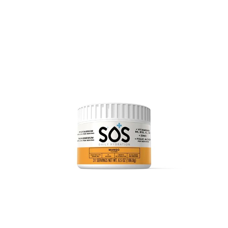 SOS Hydration Electrolyte Drink Mix (31 Servings) – Low Sugar,