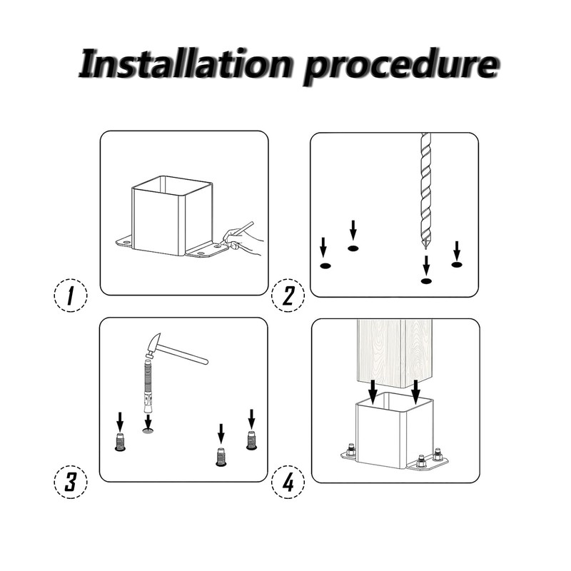 Voittozege 4 Pcs 4x4 Post Bracket Anchor Base, Deck Post