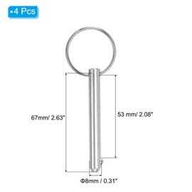 PATIKIL 316 Stainless Steel Quick Release Pin 4 Pack Bimini Top Pin Usable Length 2", Total Length 2.63", Dia 0.31" Boat Marine Hardware for Deck Boat Bimini Top