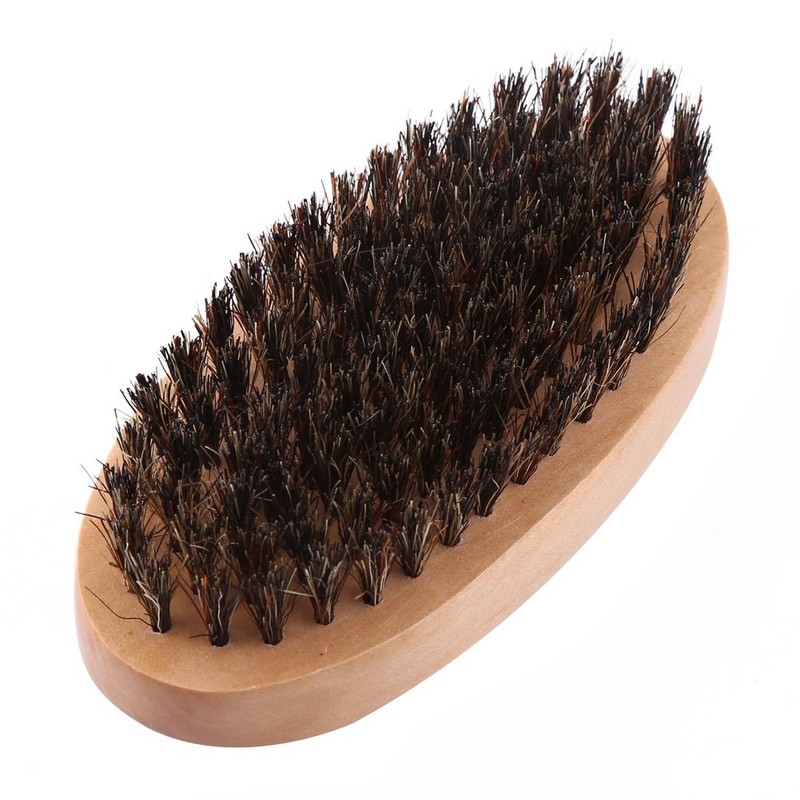 Cepillo Barba Cerdas Naturales Jabalí, Mango Madera Estilo Militar Portátil