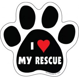 I (Heart) LOVE MY RESCUE PAW PRINT Fridge Car Magnet Locker 5"x5" LARGE SIZE NEW